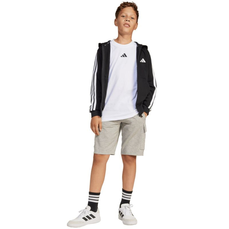 adidas Essentials Full-Zip Kids' Sweatshirt Black and White JD6494 General