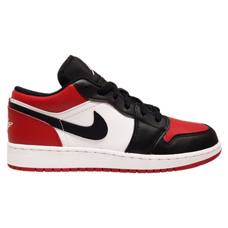 AIR Jordan 1 Low GS Bred Toe - fekete cipő