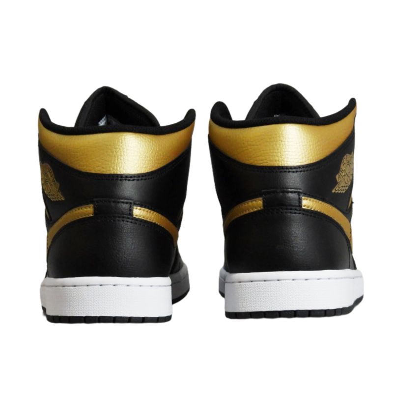 AIR Jordan 1 Mid (GS) Basketball Black/Metallic Gold - arany cipő
