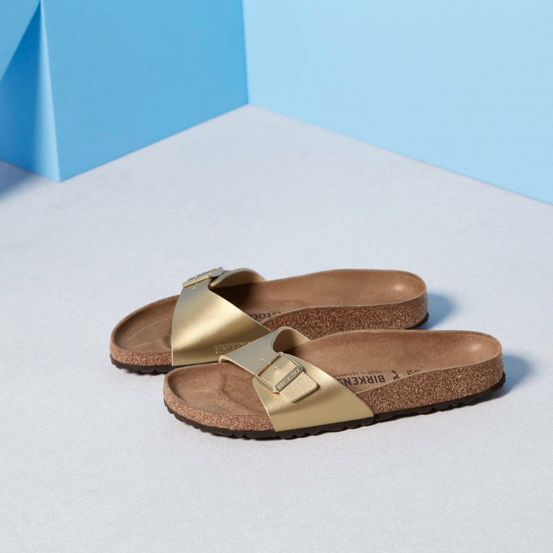 Birkenstock Madrid Birko-Flor Gold regular women's flip-flops wide gold (1016106) Cipő