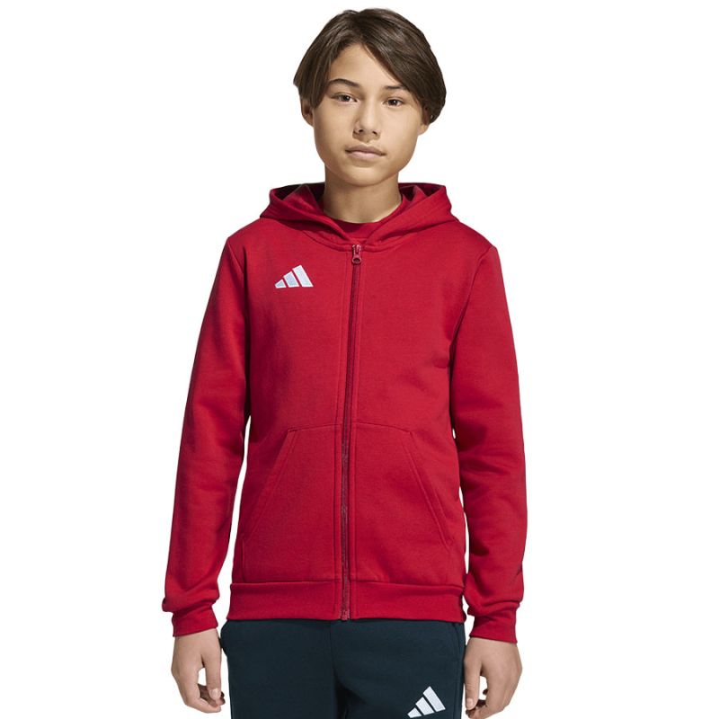 adidas Entrada 26 Full Zip Hoodie for Kids Red KH1781 piros kapucnis pulóver