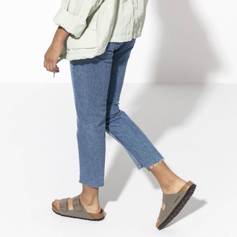Birkenstock Arizona Birko-Flor Nubuck Stone regular women's/men's flip-flops wide gray (0151211) cipő