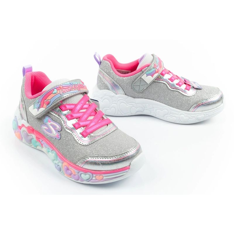 Skechers S Lights LED Children's Velcro for Girls szürke cipő