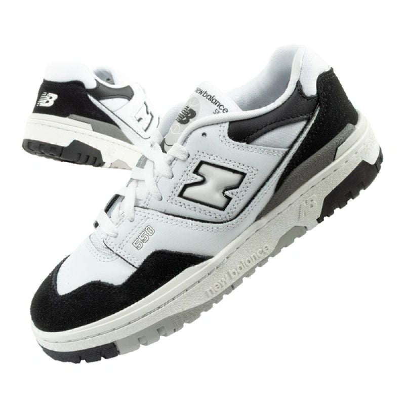 New Balance 550 youth sports sneakers leather fashionable black white fekete utcai cipő