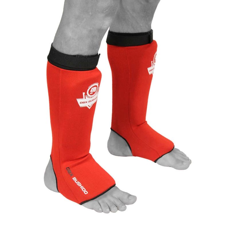 DBX Bushido Flexible Shin Guards - Shinrage Red piros protectors and knee pads