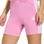 Adidas Women's Essentials 3-Stripes High Waisted Biker Pink 2xs short