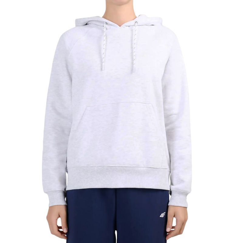 Women's sweatshirt 4F F2536 cool light melange 4FWMM00TSWSF2536 27M szürke kapucnis pulóver