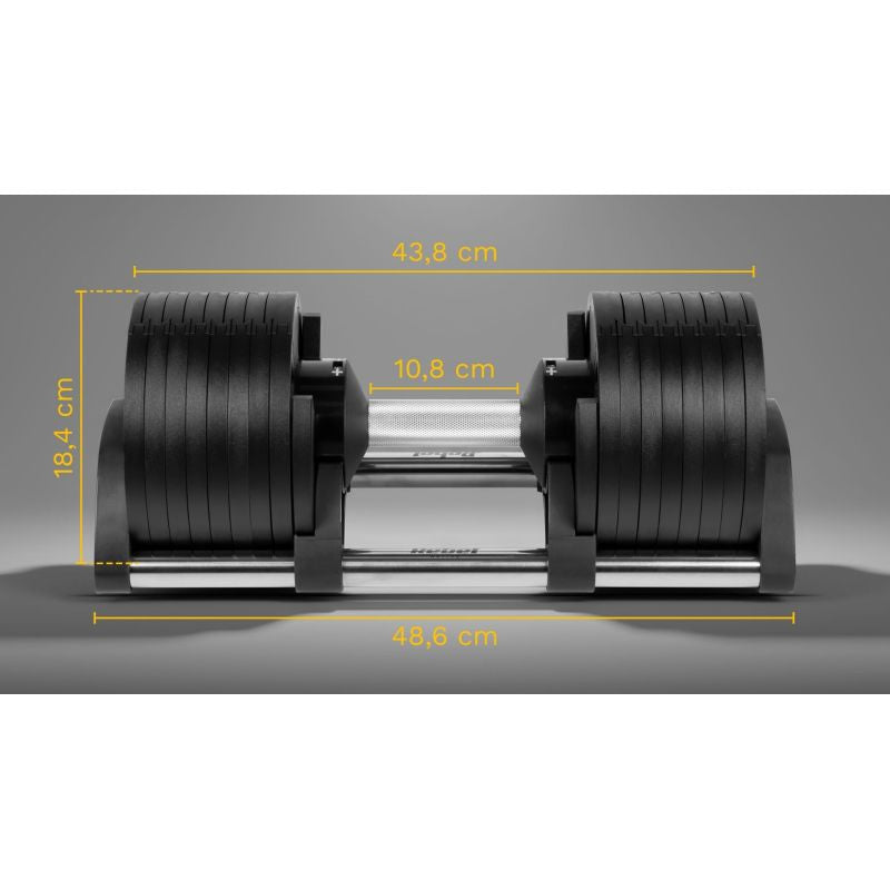 Rebel Active Adjustable Cast Iron Dumbbell Automatic 36kg, 2kg Stroke edzőfelszerelés RBA-2332-36