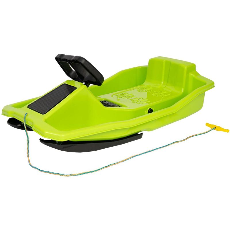 Enero PLASTIC SLEDGE WITH BRAKE AND HANDLEBAR SANTA CLAUS GREEN zöld sled