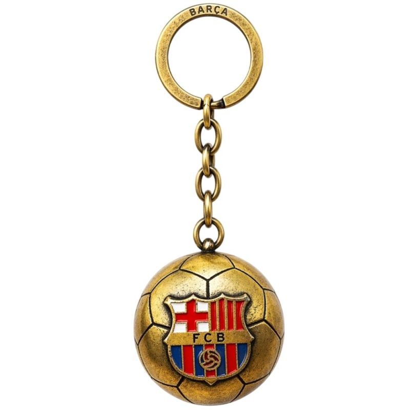 FC Barcelona original licensed keychain in the shape of a golden with the coat of arms złoty labda B7081