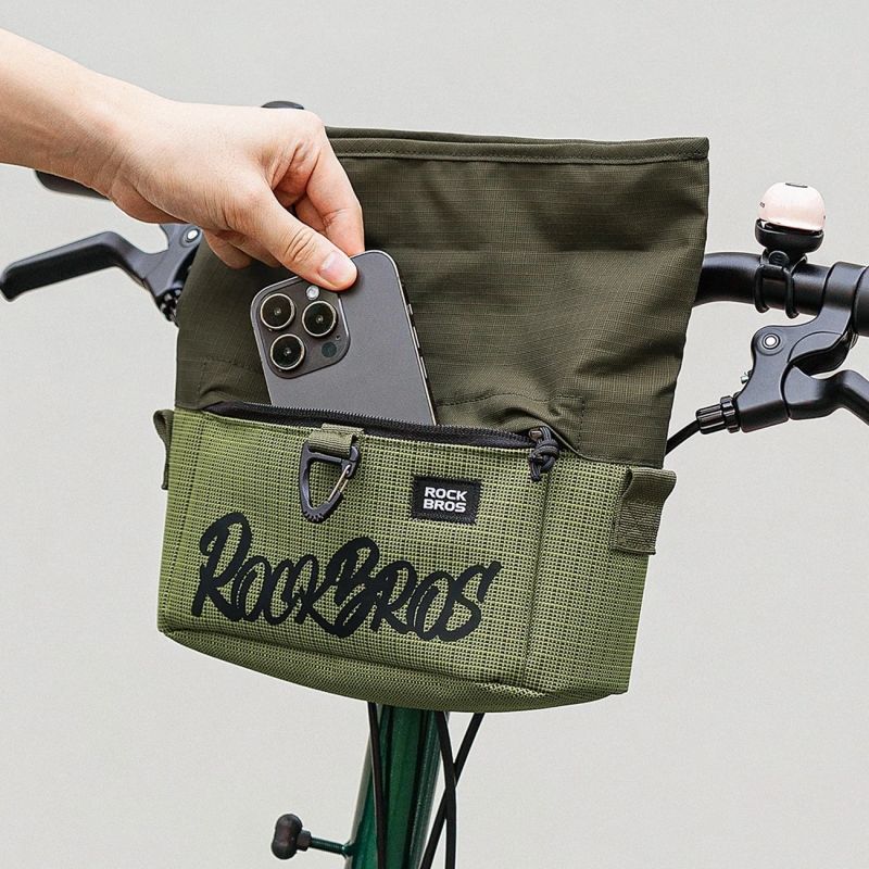 Rockbros W020 Dual-Purpose Front Bag, Bike/Shoulder - Green zöld táska