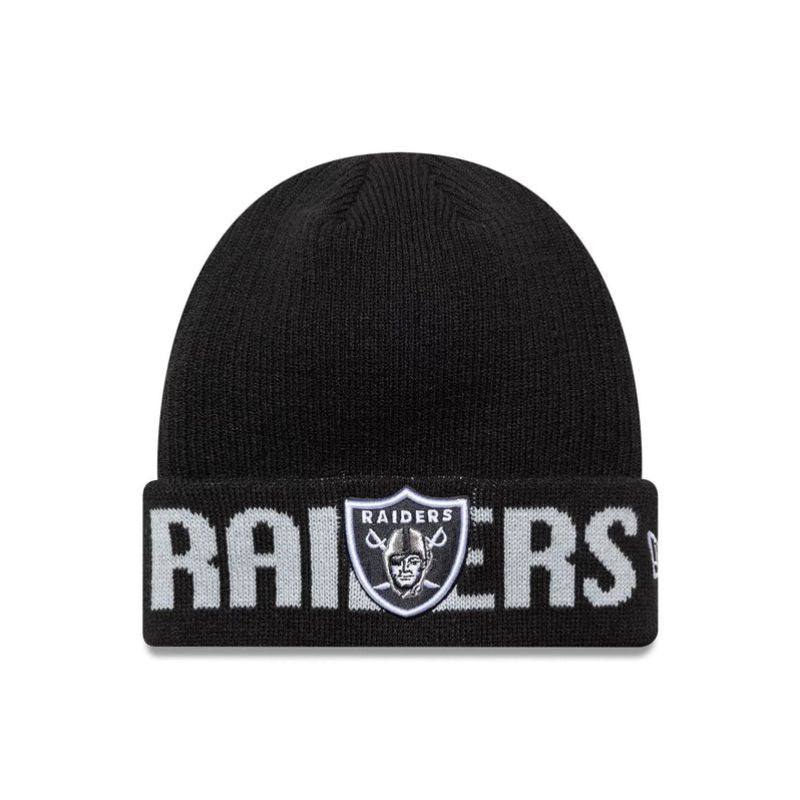 New Era NFL Las Vegas Raiders Wordmark Black Cuff Knit Beanie - uniwersalny kötött sapka