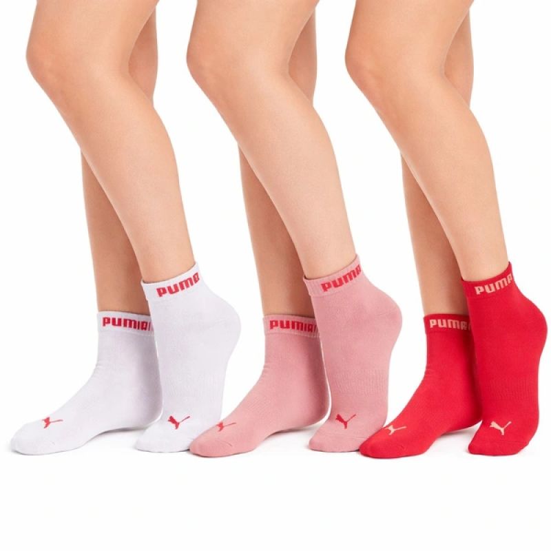 Puma Women's 3-Pack Ankle Socks Cotton Pink/Red/ fehér zokni
