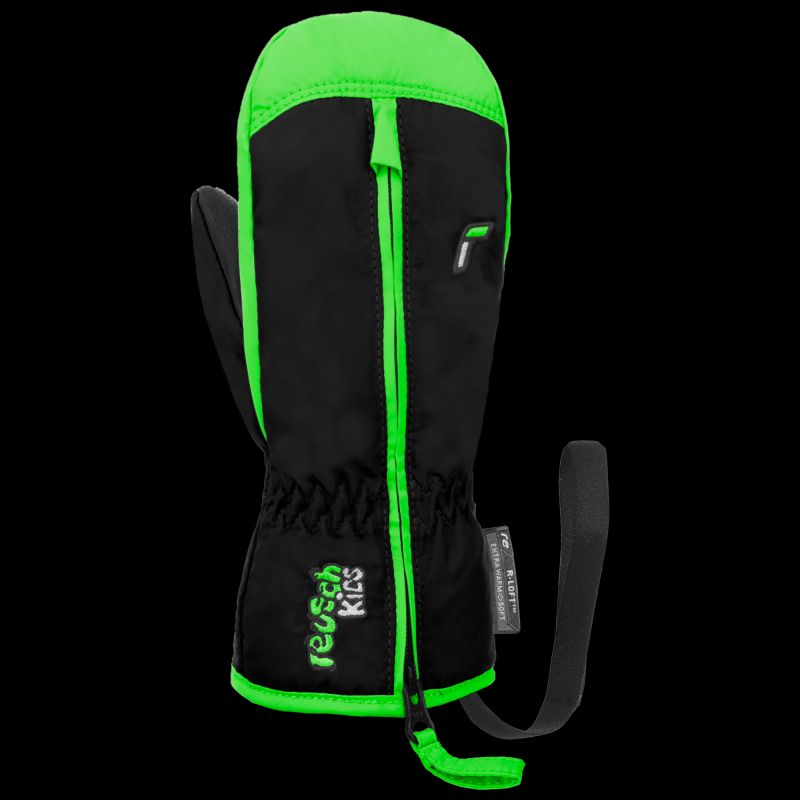 Reusch Ben Mitten children's winter gloves made of artificial leather, insulated, waterproof, black and green (62/85/408/7716) Sapka