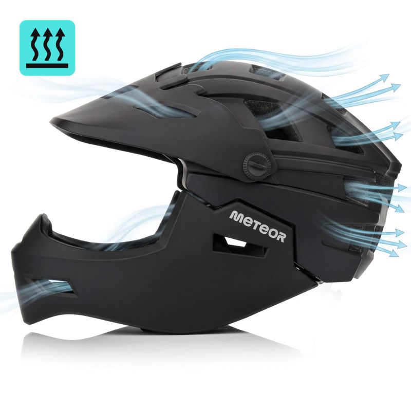 Meteor Hydra S full-face bicycle helmet 51-55 cm black fekete sisak 17894