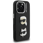 Karl Lagerfeld FW Grained Karl & Choupette Heads Pins Case for iPhone 16 Pro Max - fekete telefontok
