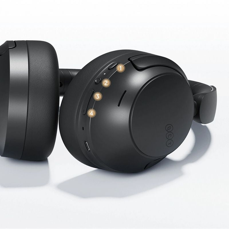 head QCY H3S Wireless On-Ear Headphones with LDAC and ANC Noise Cancellation - Black czarny headsets