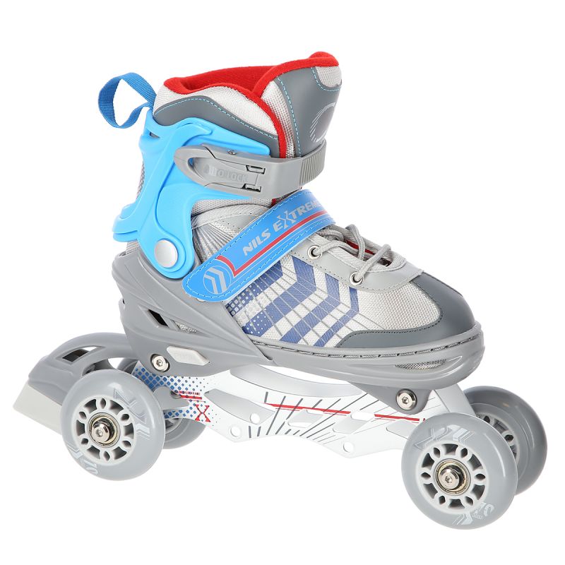 NH18192 4in1 GREY-BLUE SIZE M(34-38) ROLLER SKATES WITH HOCKEY SLEEVE NILS EXTREME kék póló