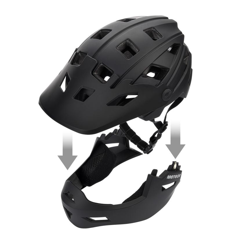 Meteor Hydra S full-face bicycle helmet 51-55 cm black fekete sisak 17894