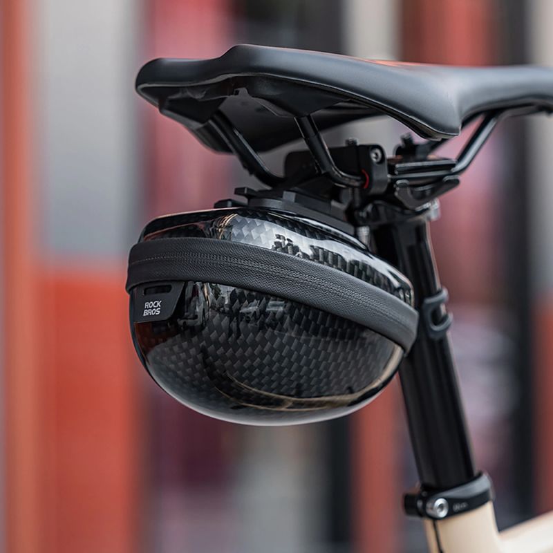 Rockbros rigid hard shell saddle bag, compact, 0.4l capacity - carbon pattern czarny táska