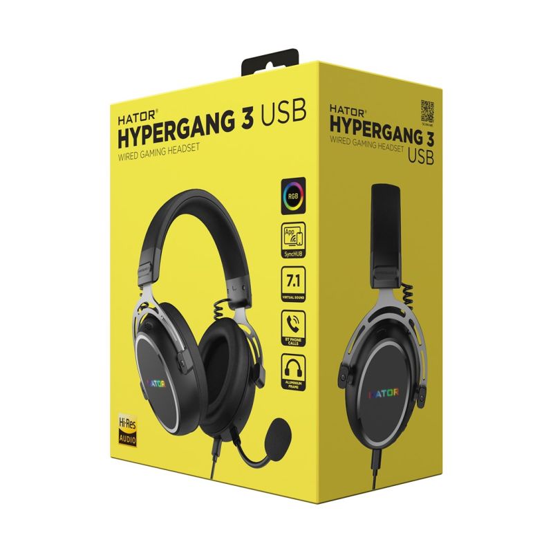 HATOR Hypergang 3 USB Wired & Wireless Headband Gaming Headset USB Type-C / USB Type-A Bluetooth Black