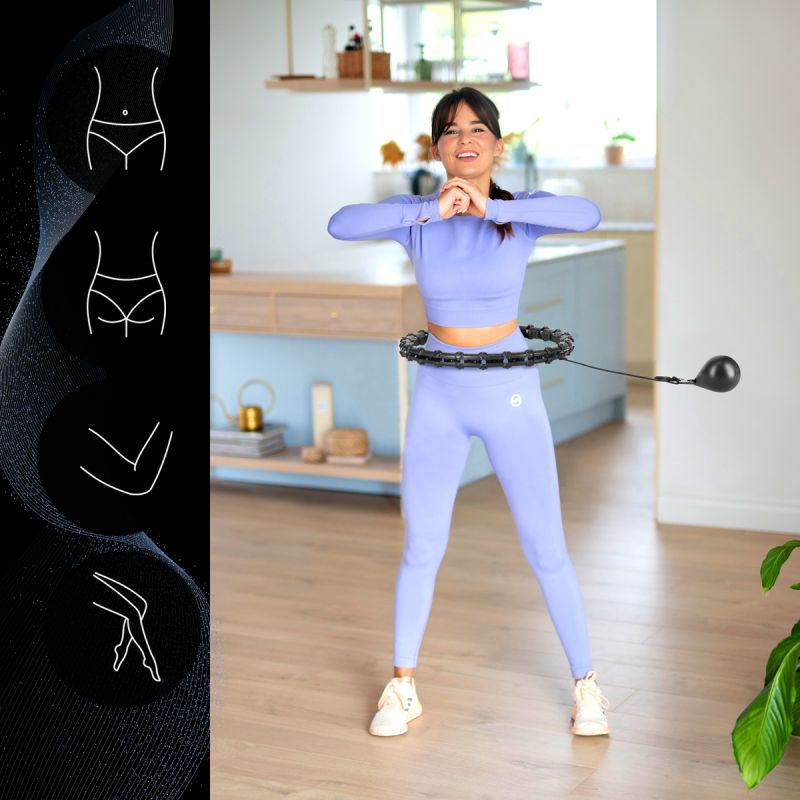 HMS Hula Hop Set HHW11 BLACK with studs and weight + BR163 BLACK PLUS SIZE belt fekete kiegészítő 17-44-634