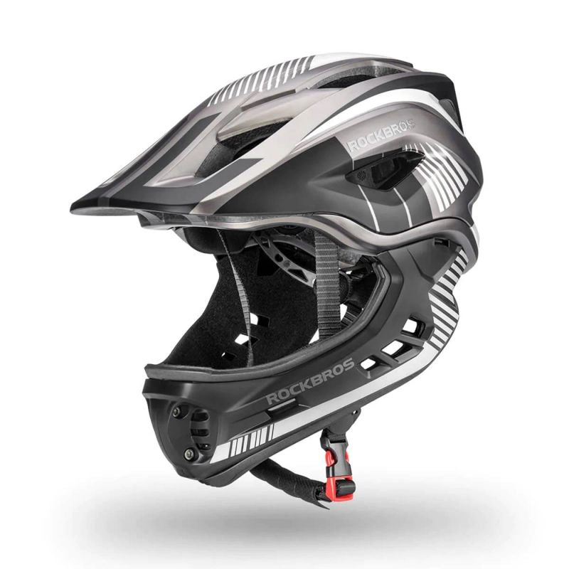 Rockbros TT- children's bicycle helmet with removable chinbar, size S - gray czarny || szary \ s helmets, martial arts equipment