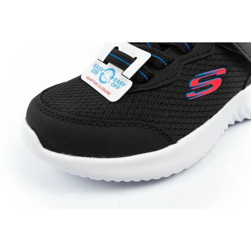 Skechers Bounder children's sports with Velcro, lightweight, fashionable black fekete utcai cipő