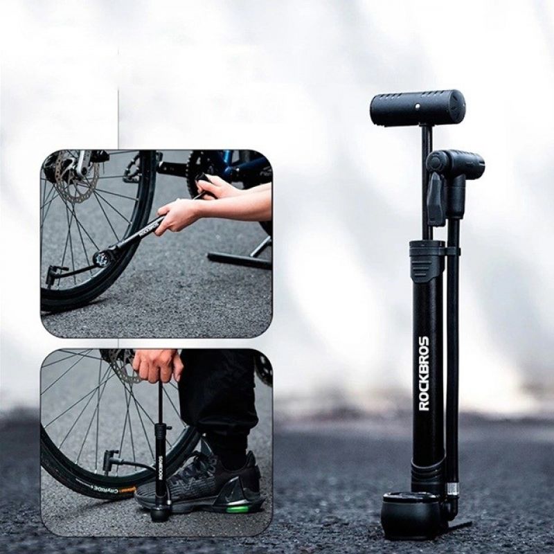 Rockbros 42310006001 Bicycle Pump with Pressure Gauge - Black