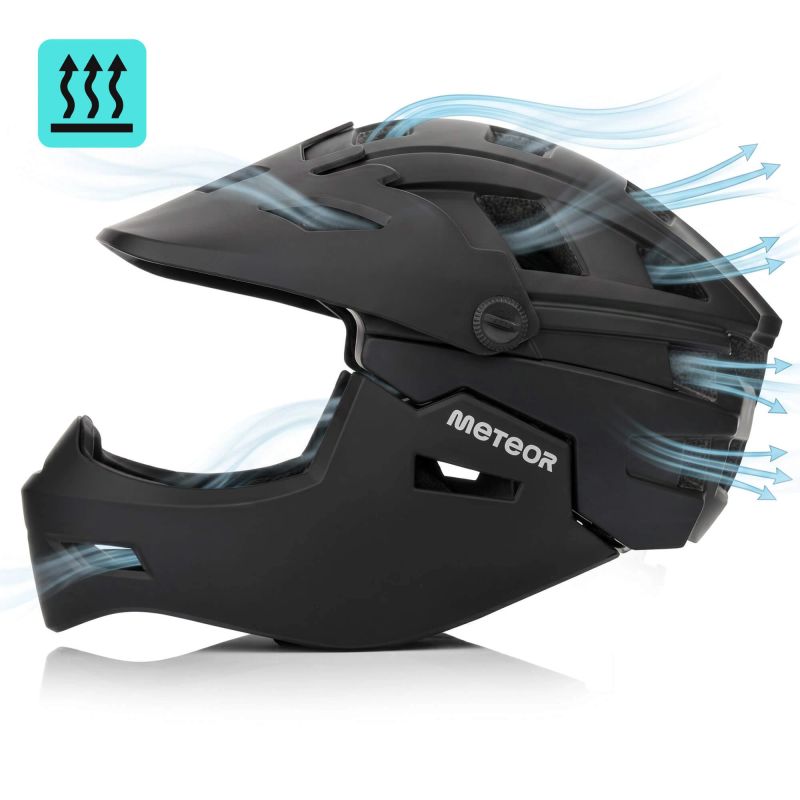 Meteor Hydra S full-face bicycle helmet 51-55 cm black fekete sisak 17894