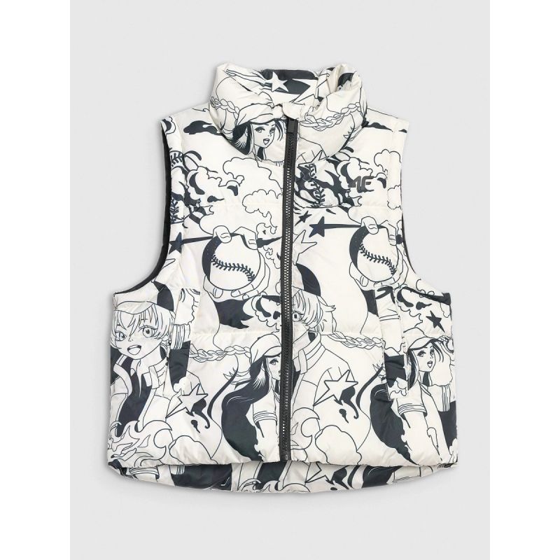 Girls' down vest with synthetic filling 4F 4FJRAW25TVJAF320-11A mellény