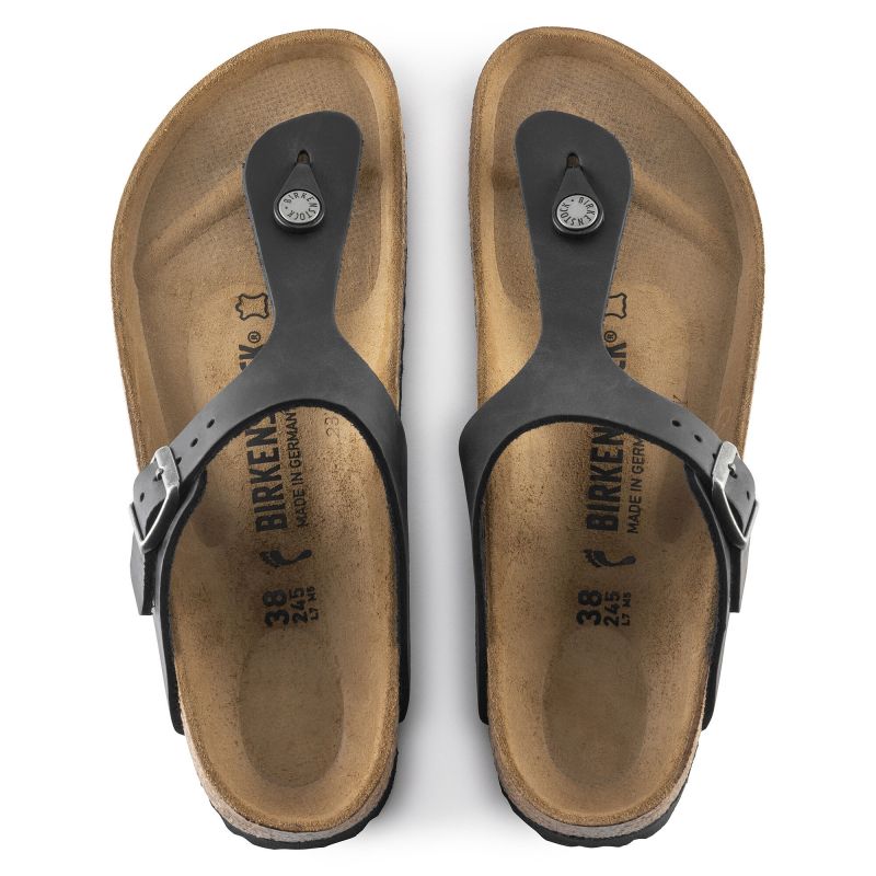Birkenstock Gizeh NU Oiled Black Regular Women's/Men's Flip-Flops Oiled Leather for Wide Feet (0845251) general