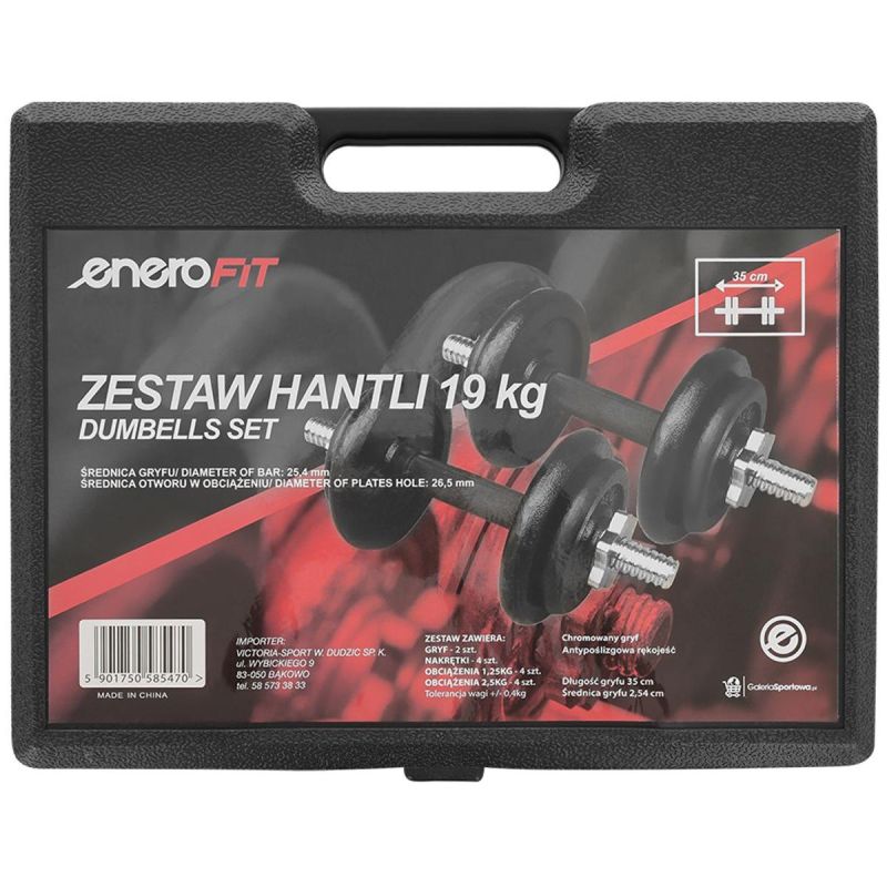 Enero CAST IRON DUMBBELL 19 KG (2x9.5 KG) FIT CASE fekete dumbbell, strength training equipment, training equipment