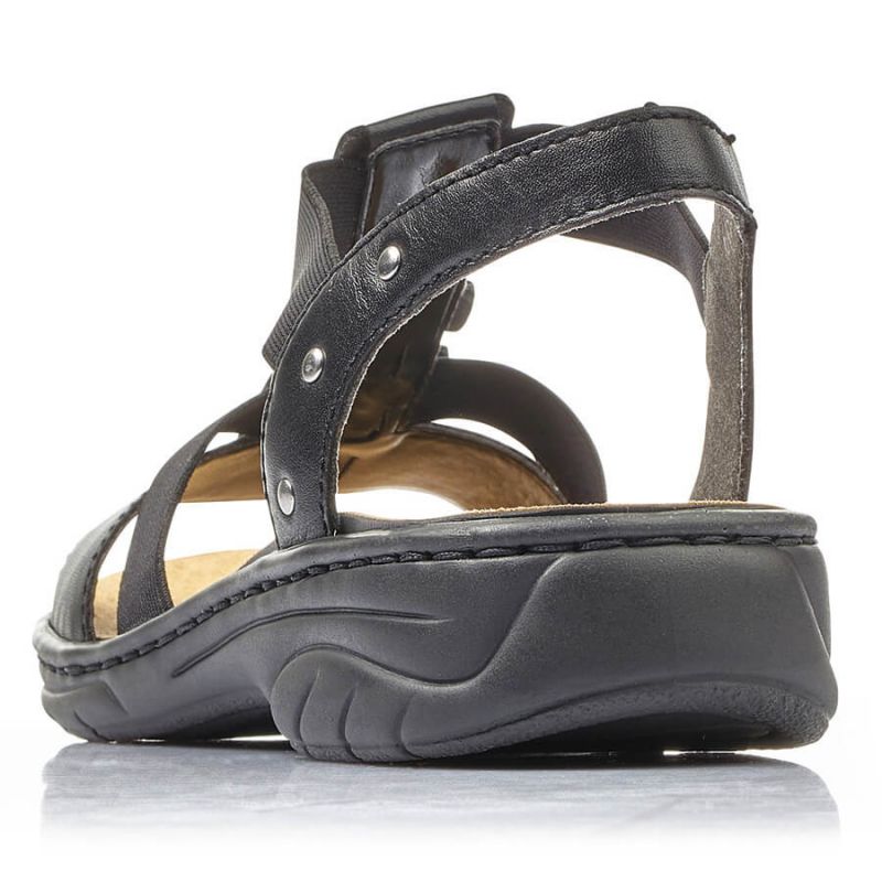 Black leather Roman sandals Rieker W fekete utcai cipő