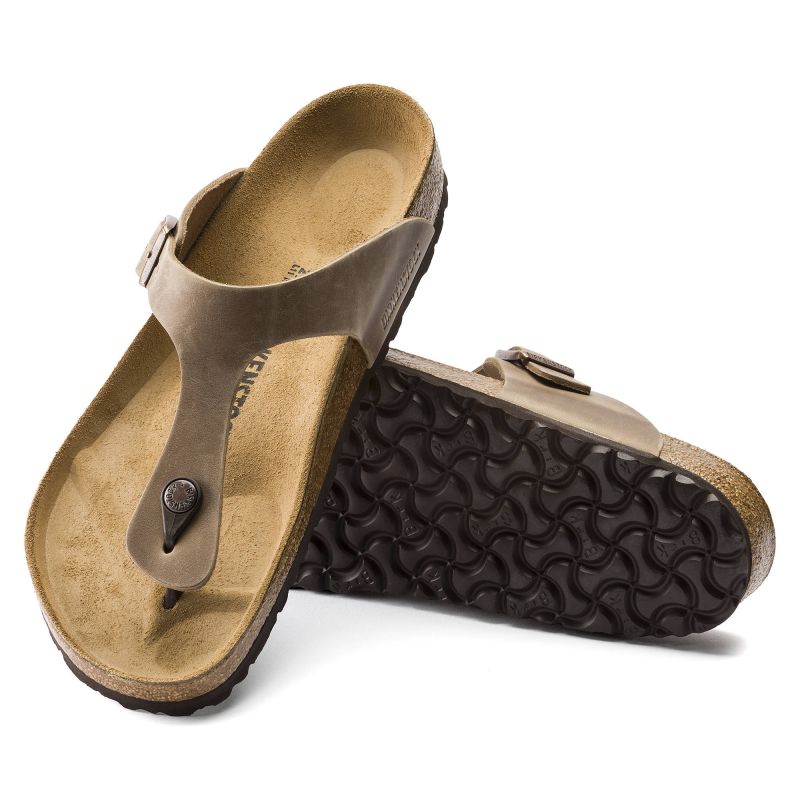 Birkenstock Gizeh Oiled Leather Tobacco Brown Regular Women's Flip-Flops Wide (0943811) general