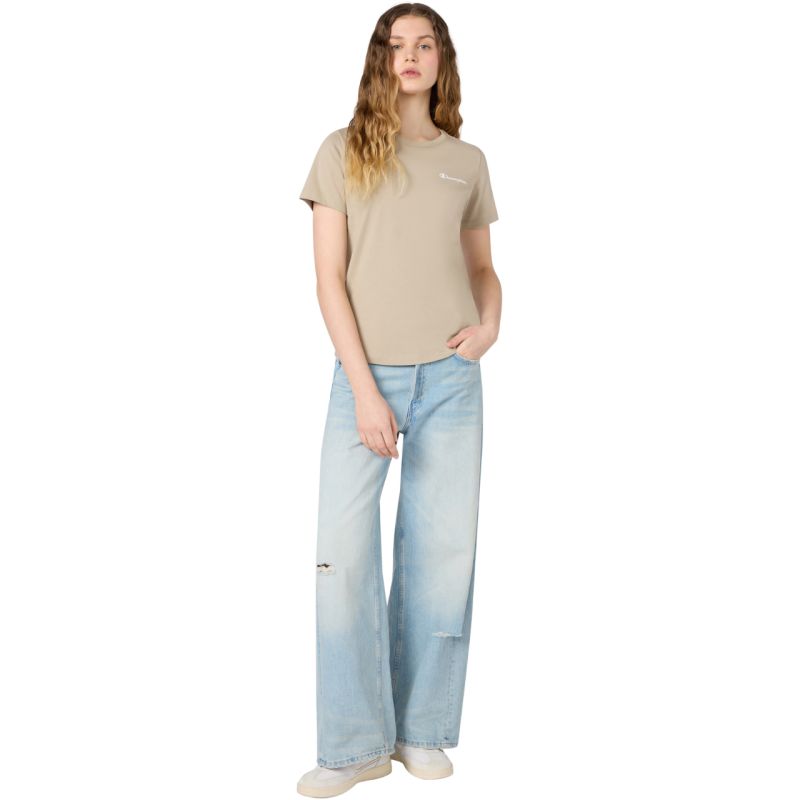 Champion Women's Sleeve T-shirt Beige 118408 MS041 bézs short