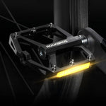 Rockbros K371 Reflective Aluminum Bicycle Pedals with Sealed Bearings - Black