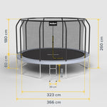 Rebel Active Trampoline Pro 12ft/366cm, Net, Ladder sportfelszerelés RBA-8003