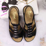Black leather Roman sandals Rieker W fekete utcai cipő
