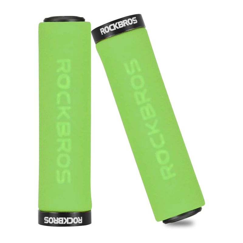 Rockbros sponge bicycle handlebar grips - green and black