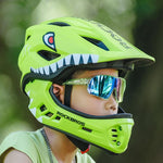 Rockbros TT-32003 Shark Children's Bike Helmet with Detachable Jaw Size S (48-52) - Green zielony \ s helmets, martial arts equipment