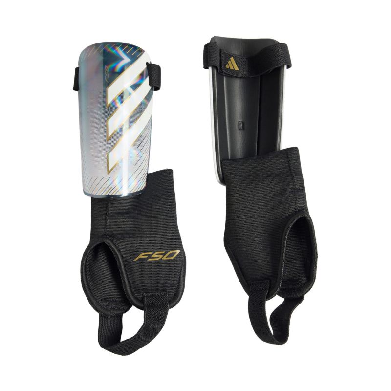 Adidas F50 Match Kids' Soccer Gray and fekete shin guards