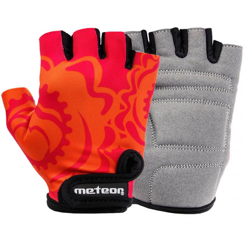 Meteor Big Flower JR Cycling Gloves piros gloves, gloves