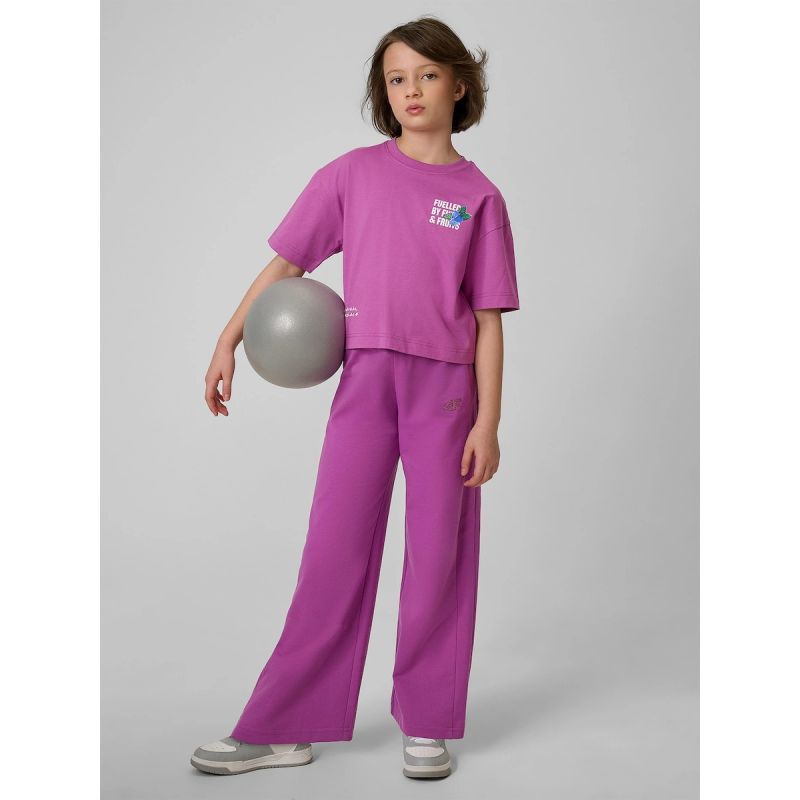 Loose T-shirt with a girl's print 4F 4FJRSS26TTSHF3827-51S 158/164 póló