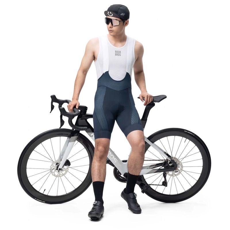 Rockbros Men's Cycling Bib with Pad Size XL - Dark Blue niebieski \ xl short