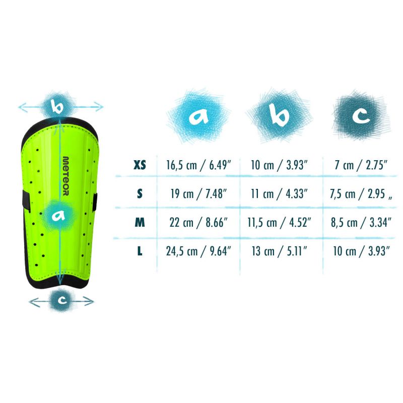 Meteor M football green uniw shin guards