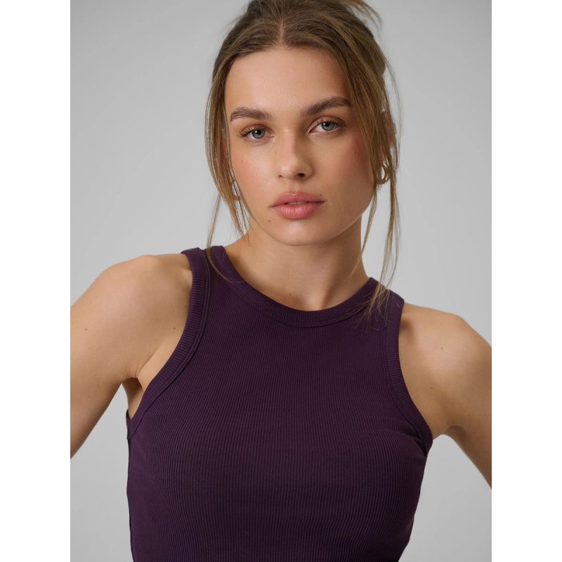 Women's slim ribbed knit top 4F