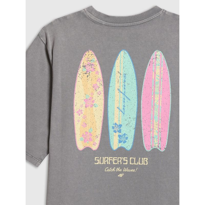 4F Loose T-shirt with print for girls 158/164 ruházat 4FJRSS26TTSHF3980-25S