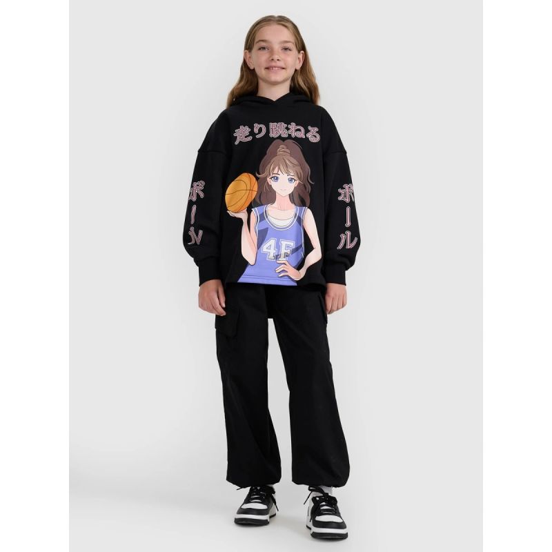 Girls' sweatshirt with hood, open, 4F 4FJRAW25TSWSF2293-20S kapucnis pulóver