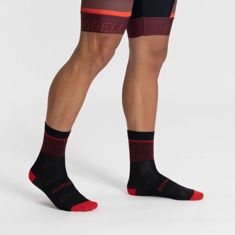 Rogelli HERO II socks black and piros zokni